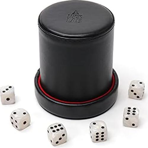 Luck Lab Taza de Dados de Cuero PU con 6 Dados - Juego Silencioso