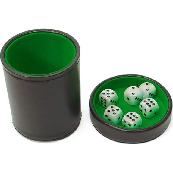 Luck Lab Taza de Dados de Cuero PU con Tapa y 6 Dados 16mm