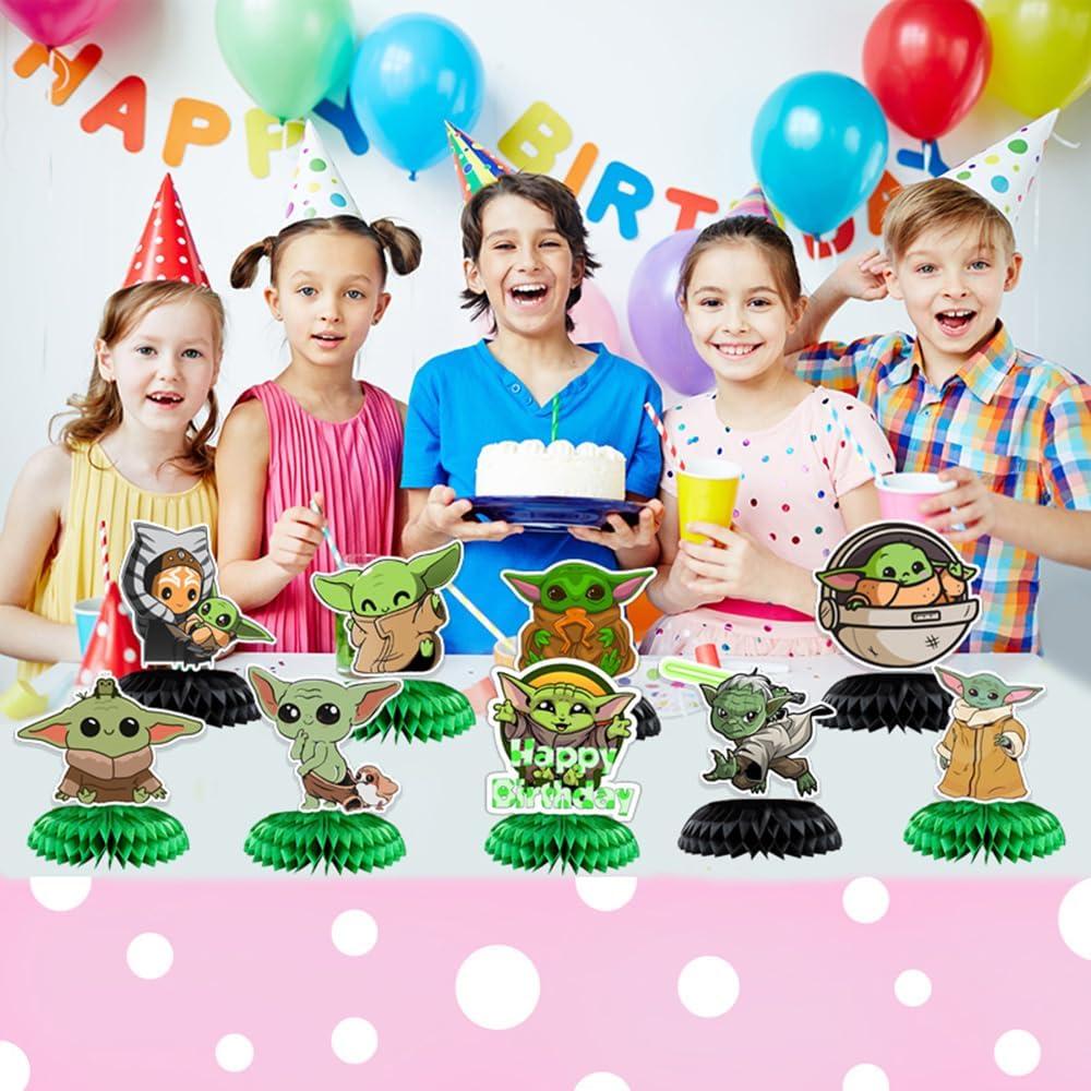 Centros de Mesa de Panal Baby Yoda - 9 Piezas Decorativas