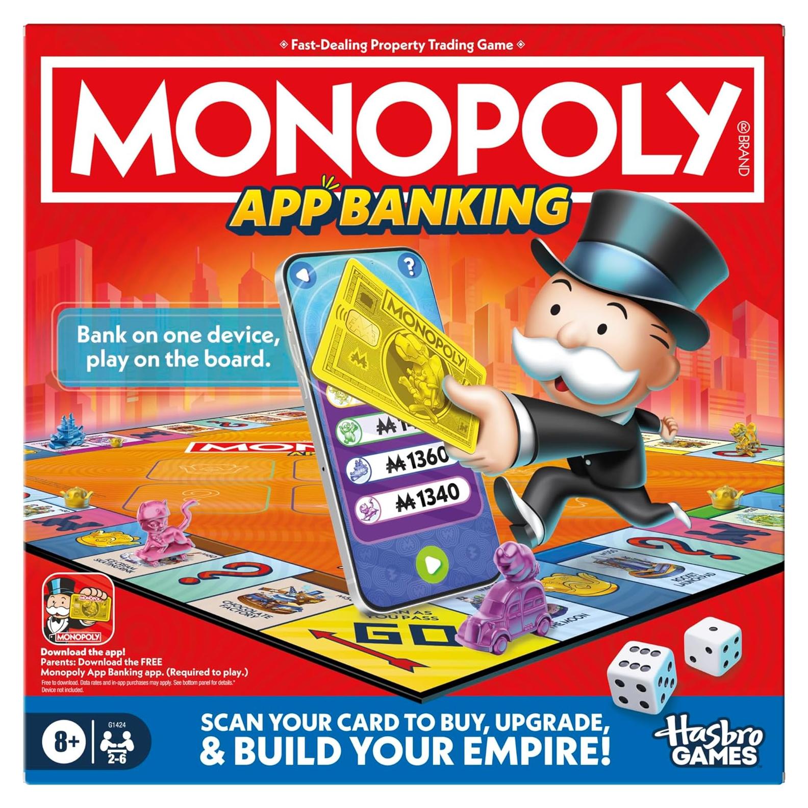 Monopoly App Banking Hasbro | Juego de Mesa Familiar 2-6 Jugadores