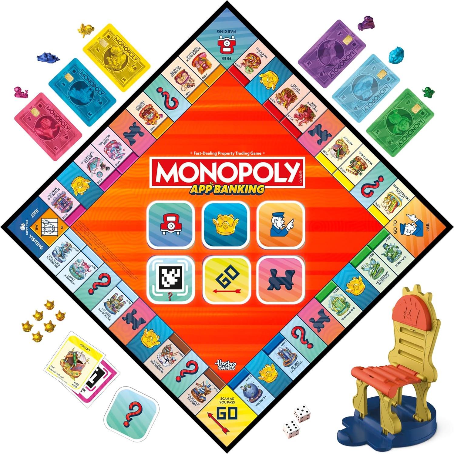 Monopoly App Banking Hasbro | Juego de Mesa Familiar 2-6 Jugadores