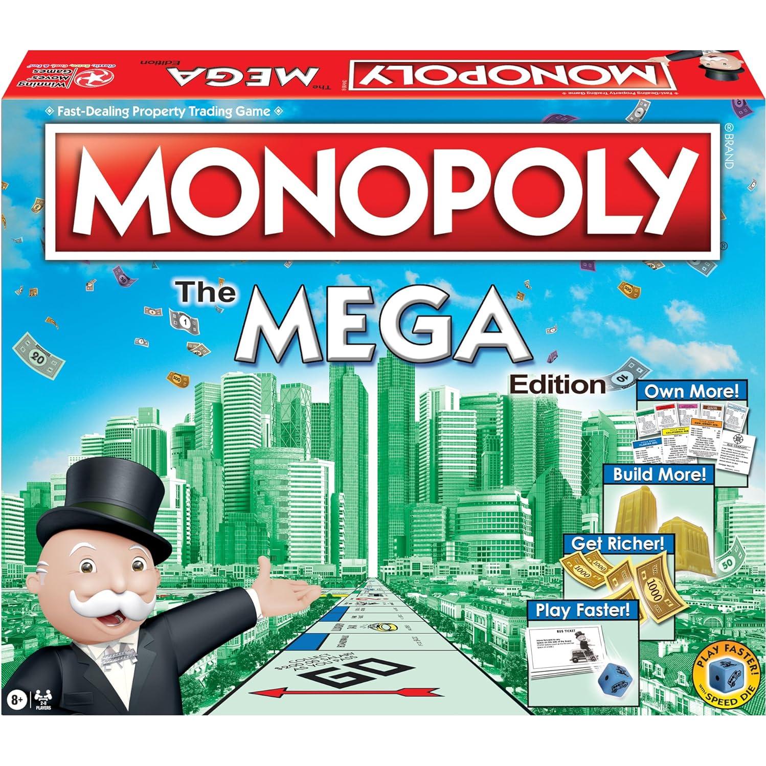 Monopoly Mega Edición Winning Moves - Juego Rápido 2-8 Jugadores