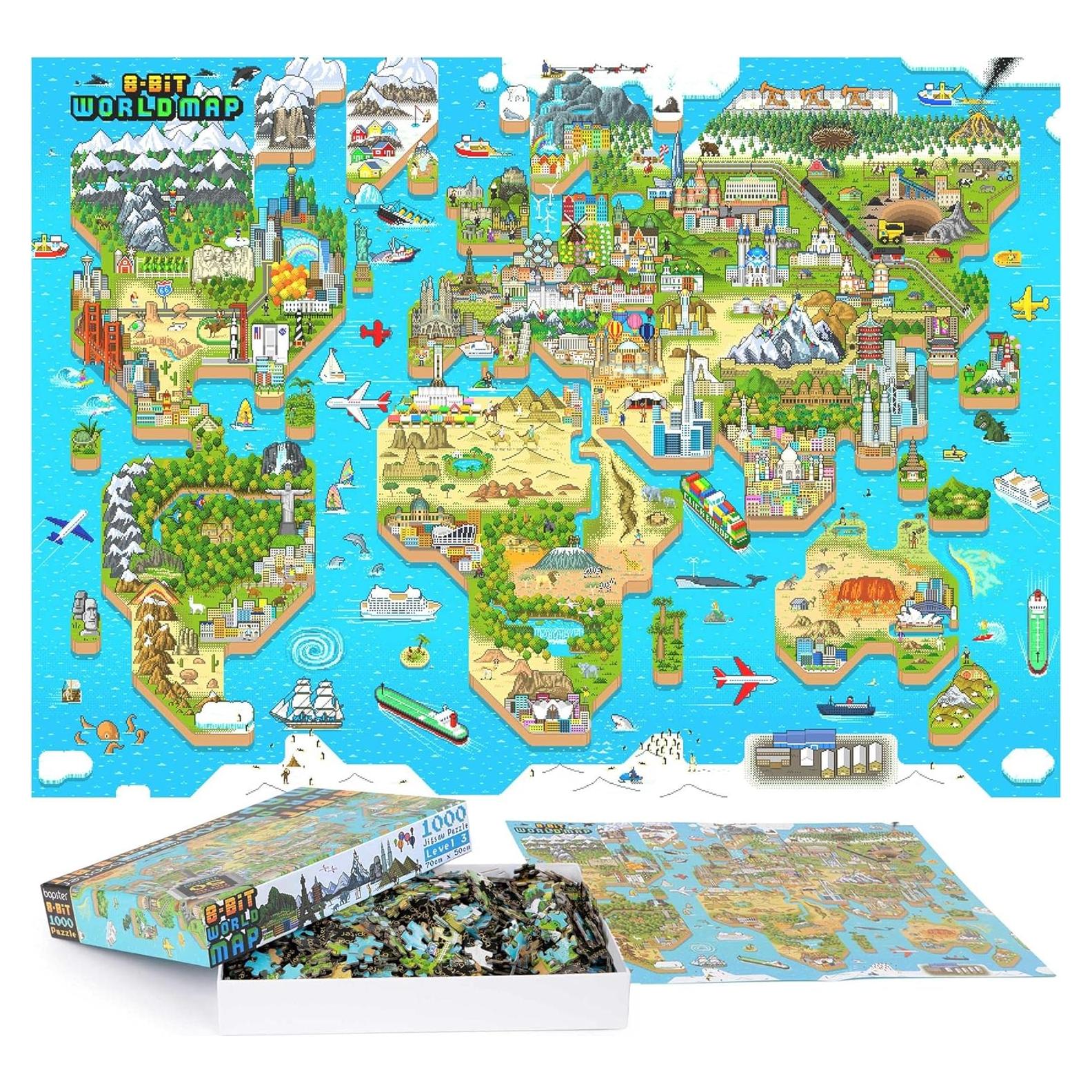 Rompecabezas 1000 Piezas Mapa del Mundo 8-bit Bopster