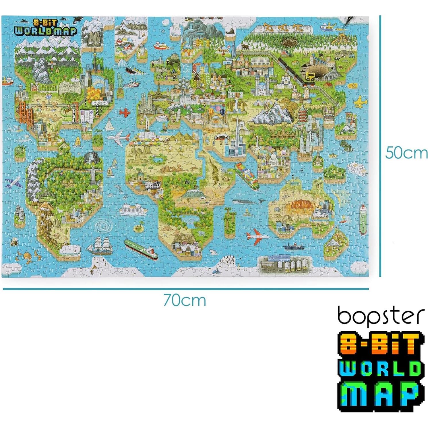 Rompecabezas 1000 Piezas Mapa del Mundo 8-bit Bopster