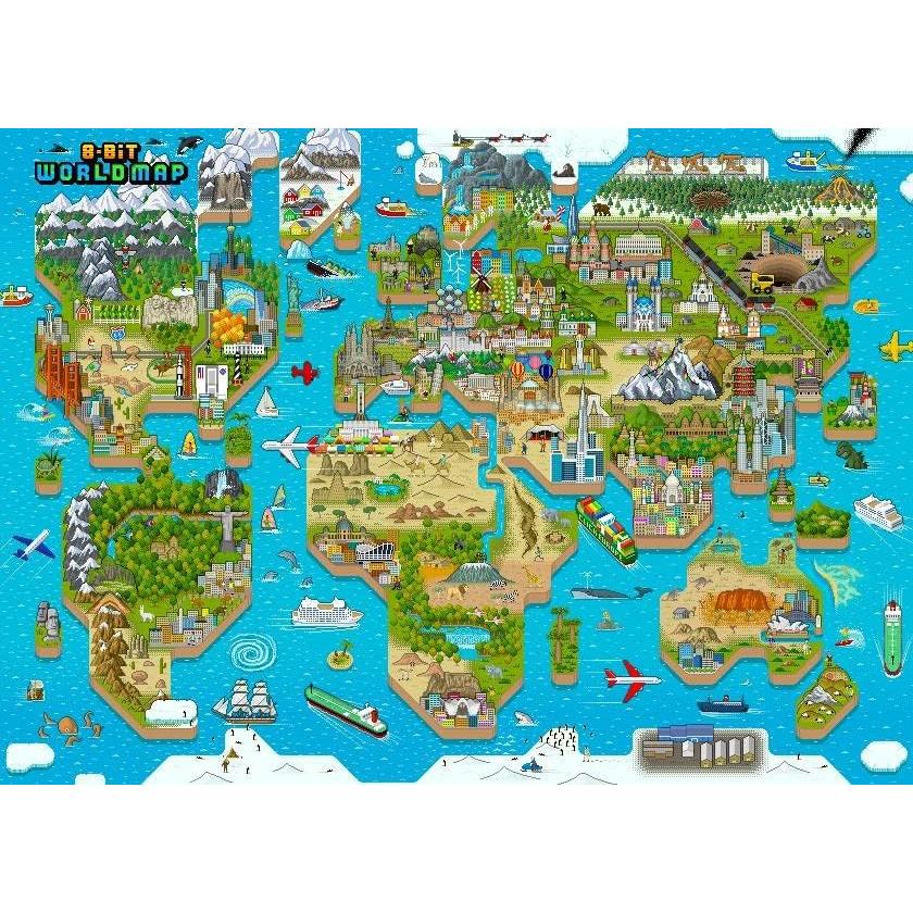 Rompecabezas 1000 Piezas Mapa del Mundo 8-bit Bopster