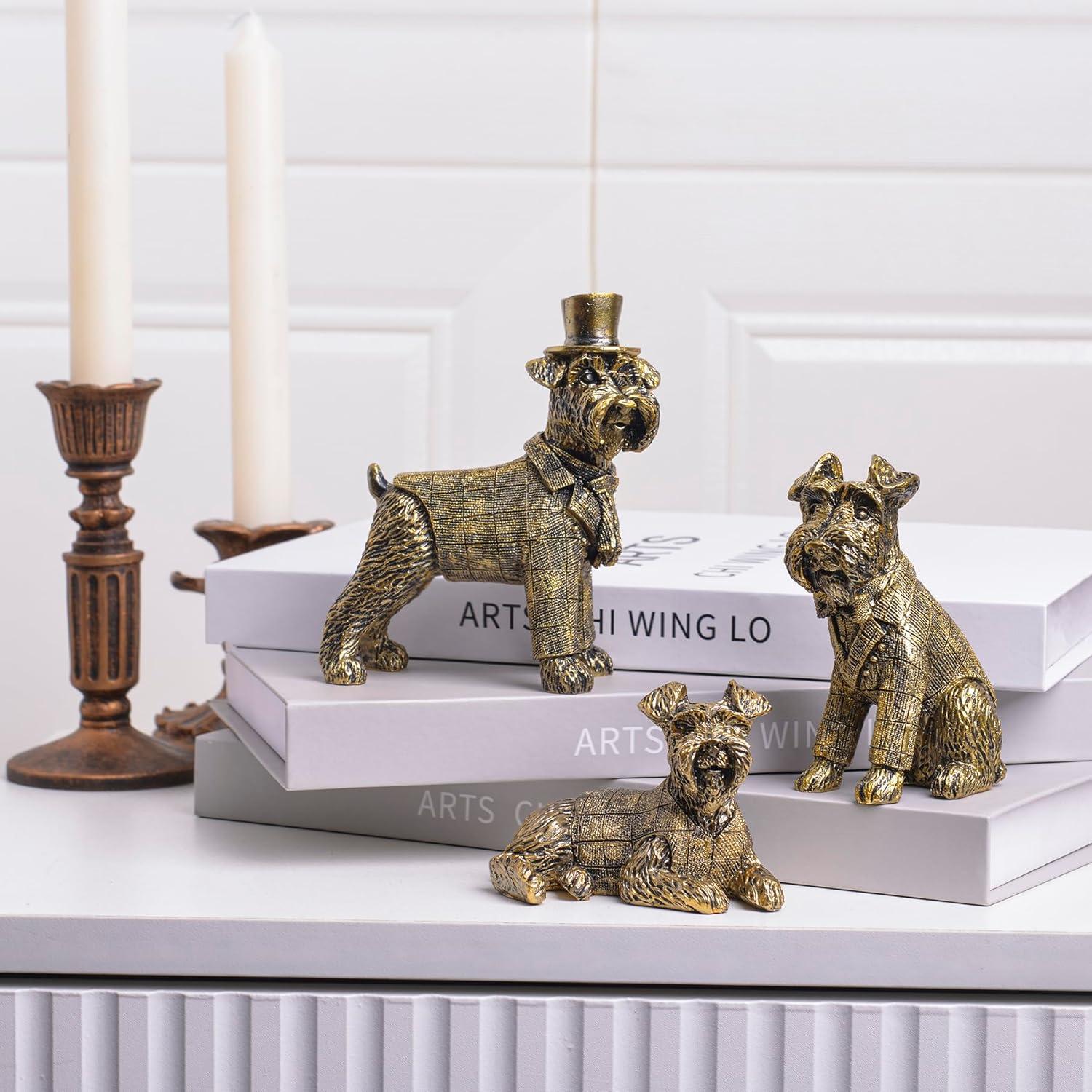 Figuritas de Perro Doradas Kakizzy - Conjunto de 3 Estatuas