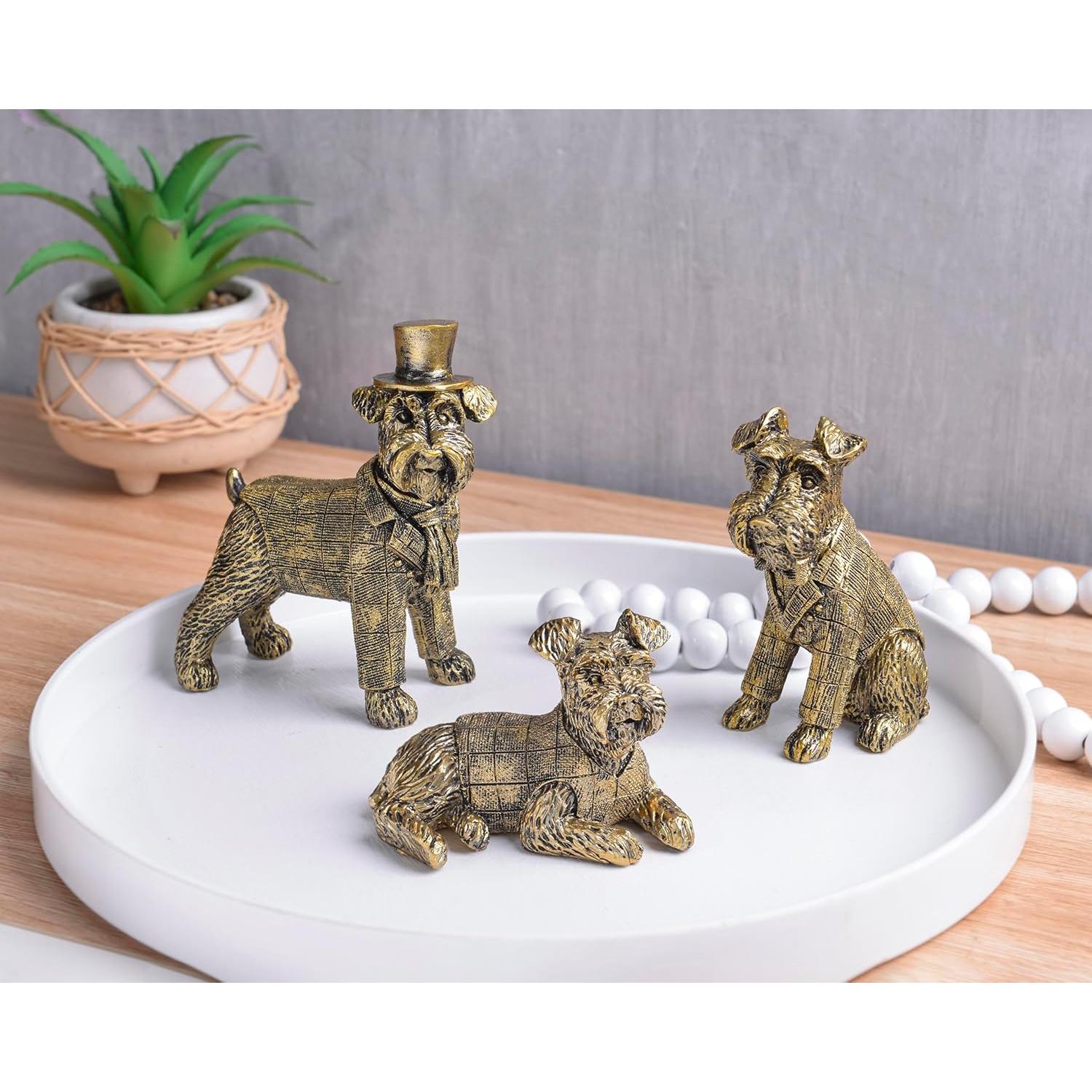Figuritas de Perro Doradas Kakizzy - Conjunto de 3 Estatuas