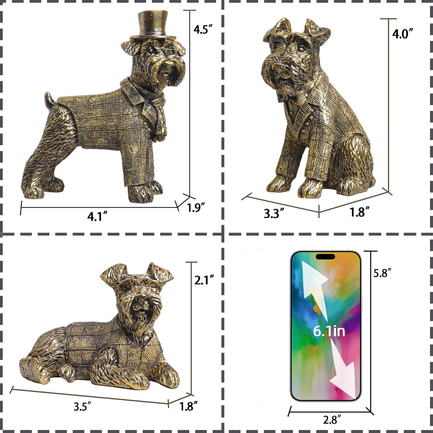 Figuritas de Perro Doradas Kakizzy - Conjunto de 3 Estatuas