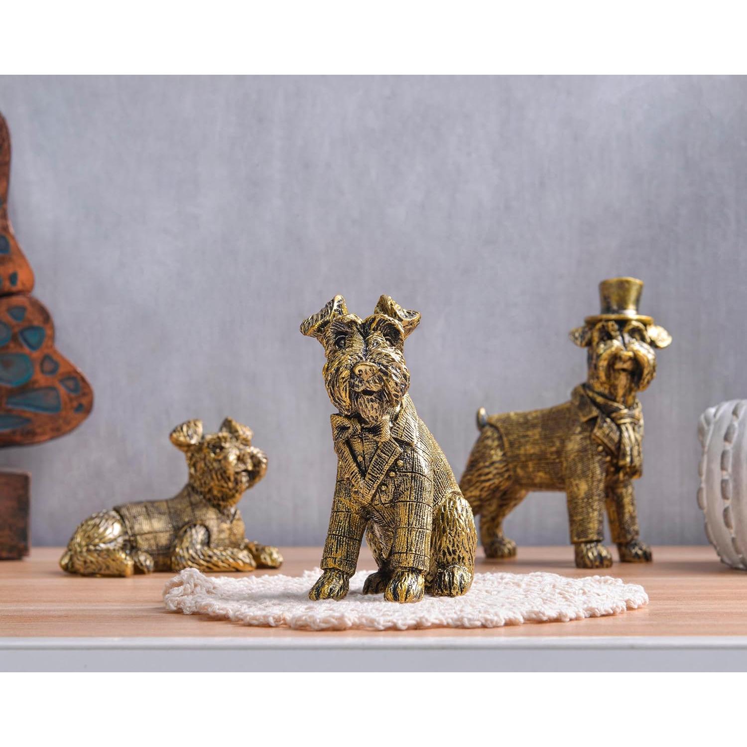 Figuritas de Perro Doradas Kakizzy - Conjunto de 3 Estatuas