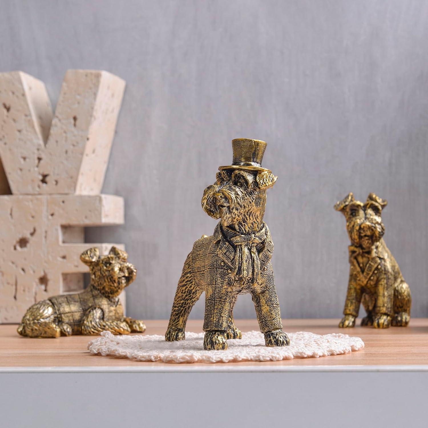 Figuritas de Perro Doradas Kakizzy - Conjunto de 3 Estatuas