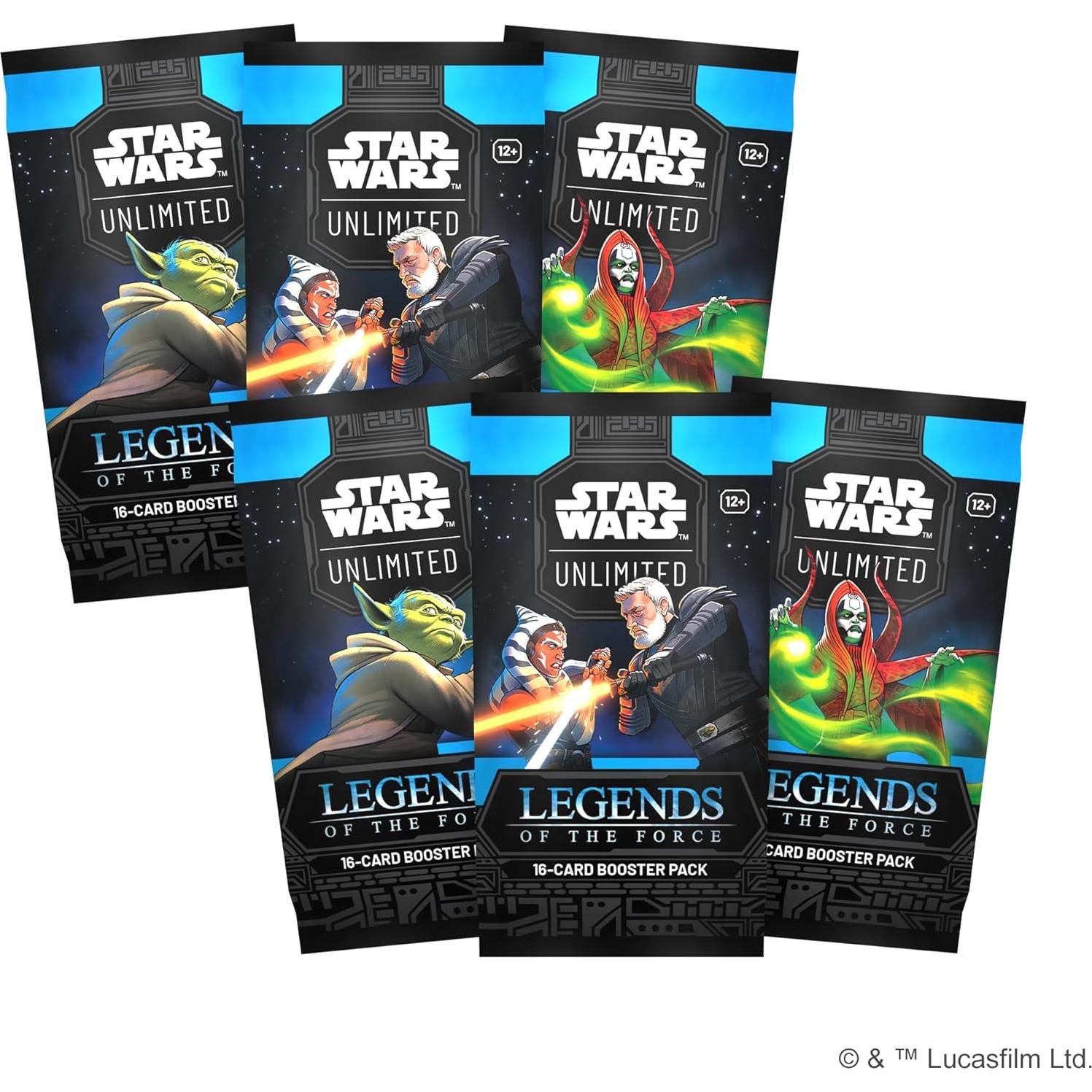 Caja de Prerelease Star Wars Unlimited Leyendas de La Fuerza - 6 Paquetes de Mejora y Tarjetas Exclusivas