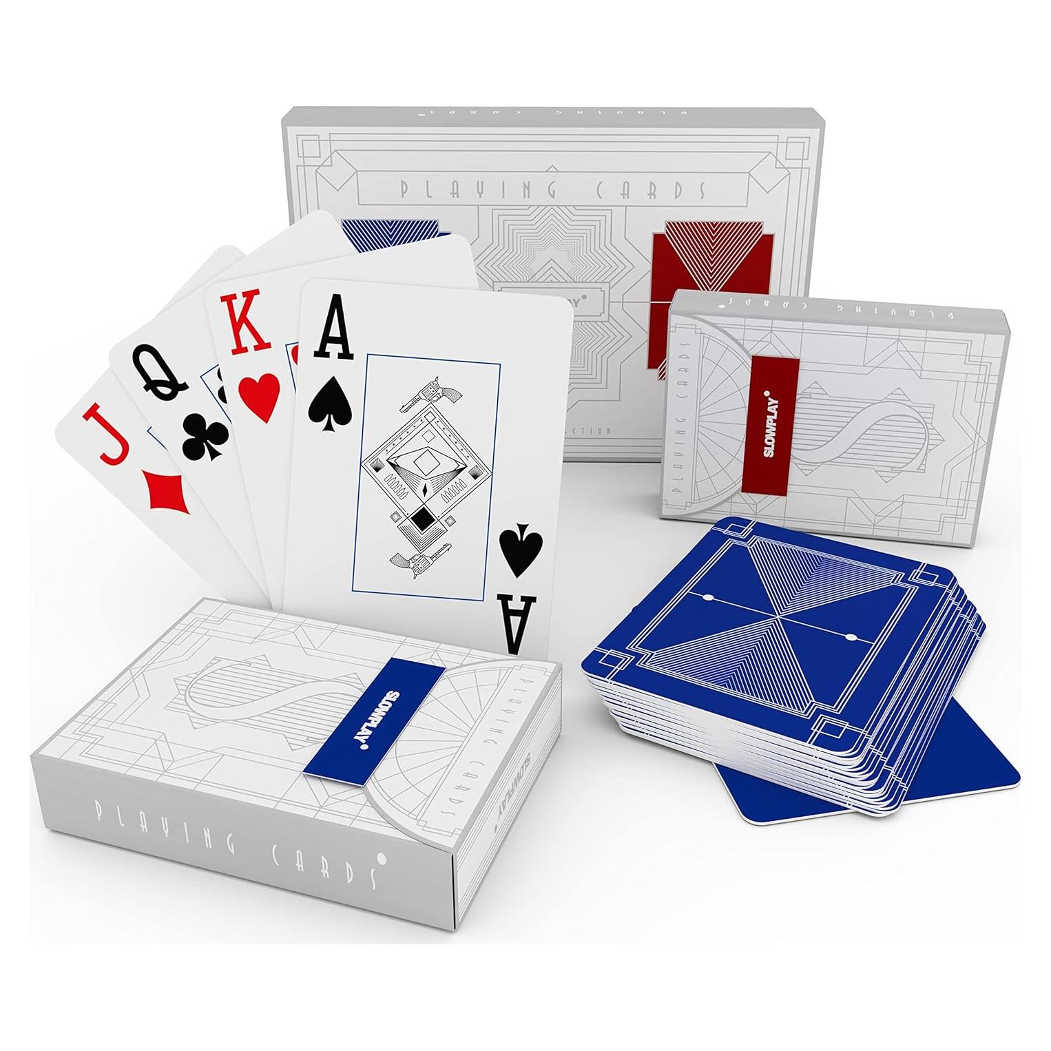 Set de Cartas de Póker SLOWPLAY 100% Plástico Jumbo 2 Barajas