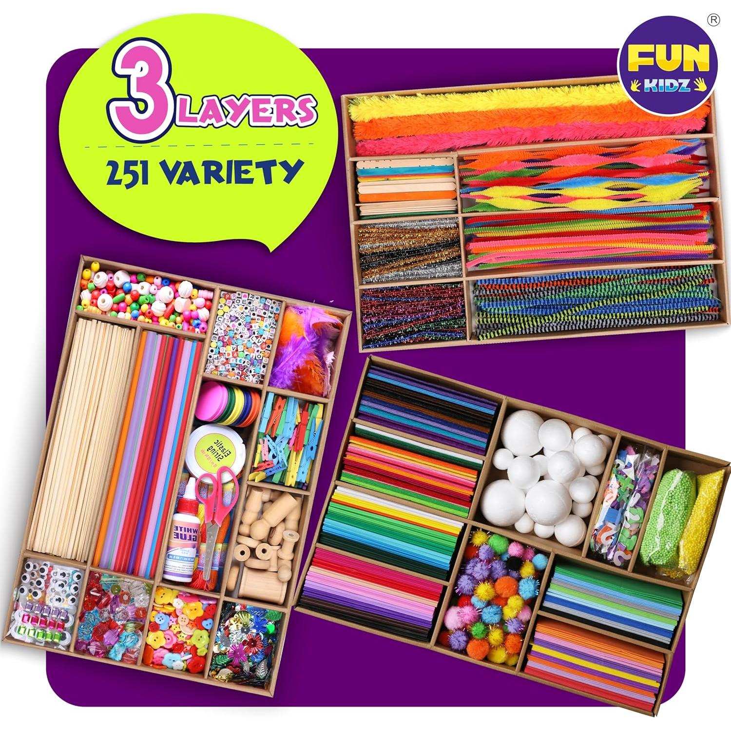 Caja de Manualidades Jumbo FunKidz 3 Capas 1600 Piezas