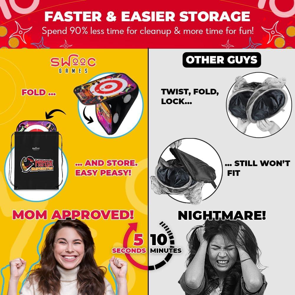 Juego de Corn Hole 2-en-1 SWOOC Ninja Superstar para Niños