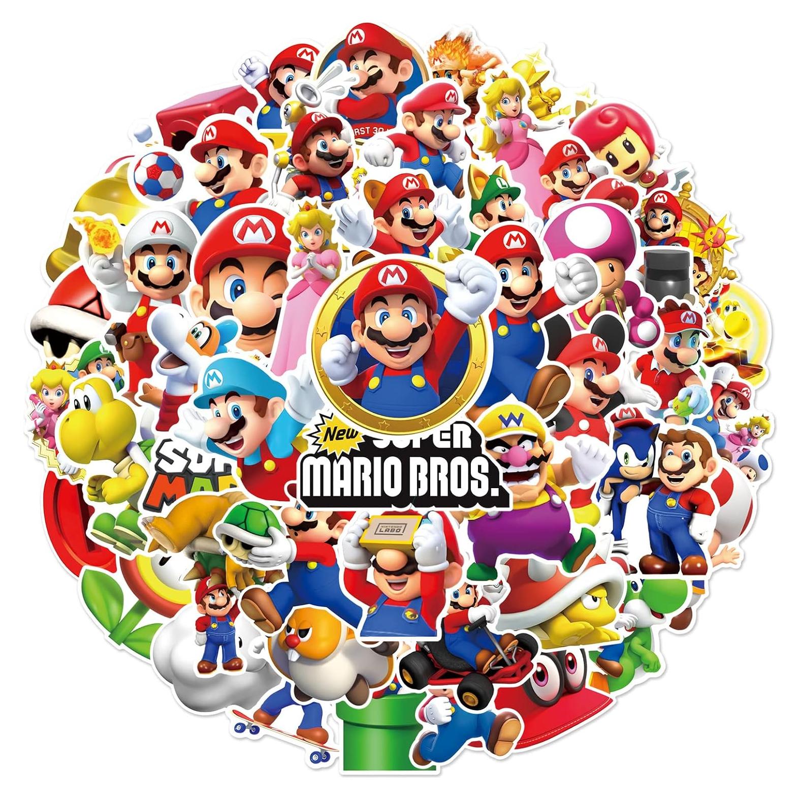 Calcomanías de Super Mario Bros Fcelery 50 Pcs Impermeables