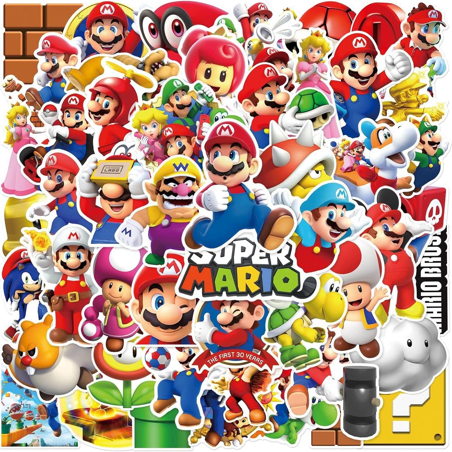 Calcomanías de Super Mario Bros Fcelery 50 Pcs Impermeables