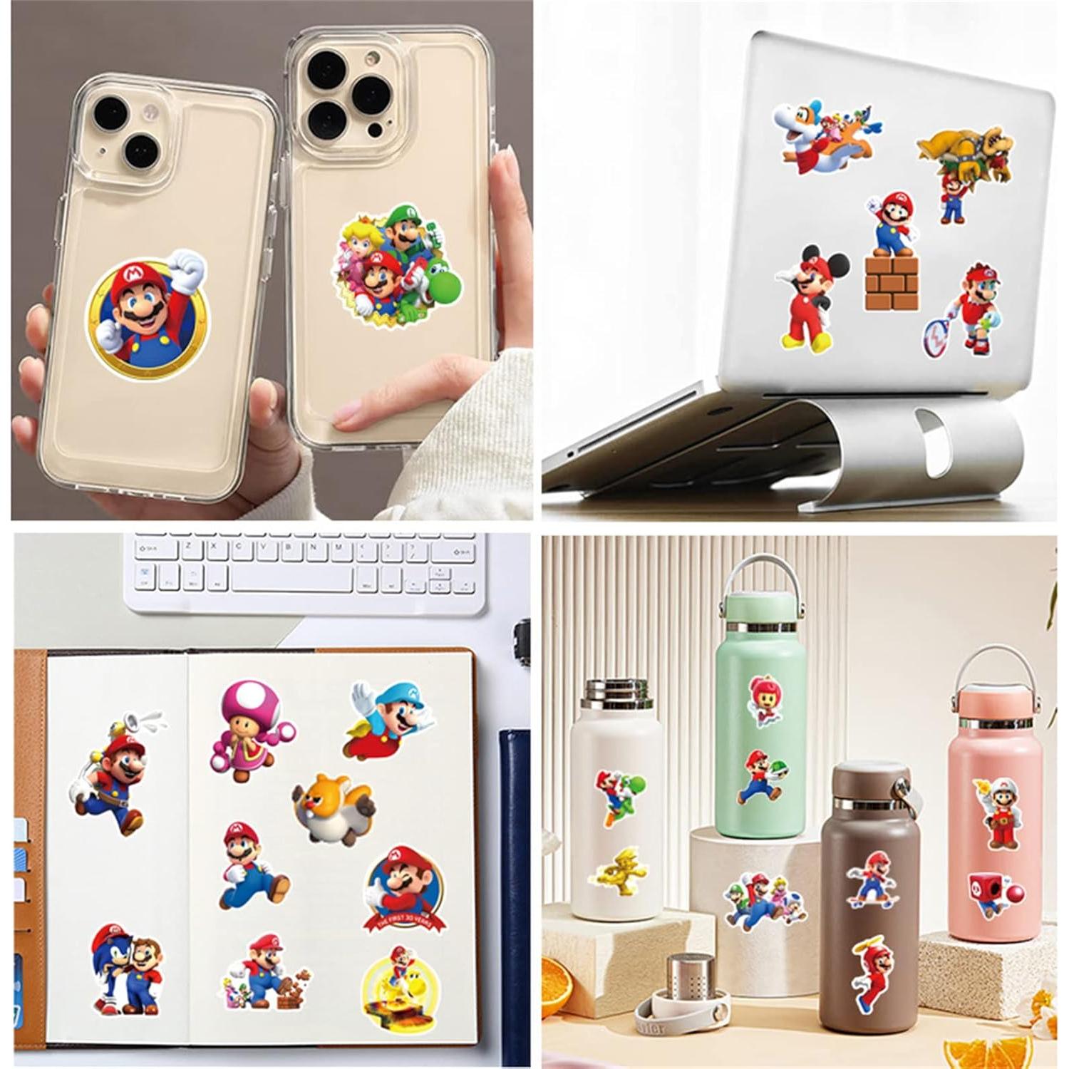 Calcomanías de Super Mario Bros Fcelery 50 Pcs Impermeables
