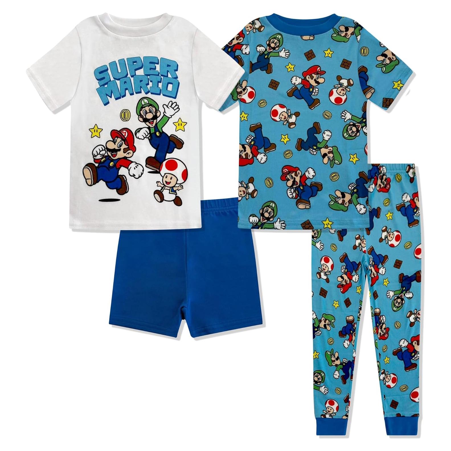Conjunto de Pijamas 4 Piezas Super Mario Niños Talla 4-10