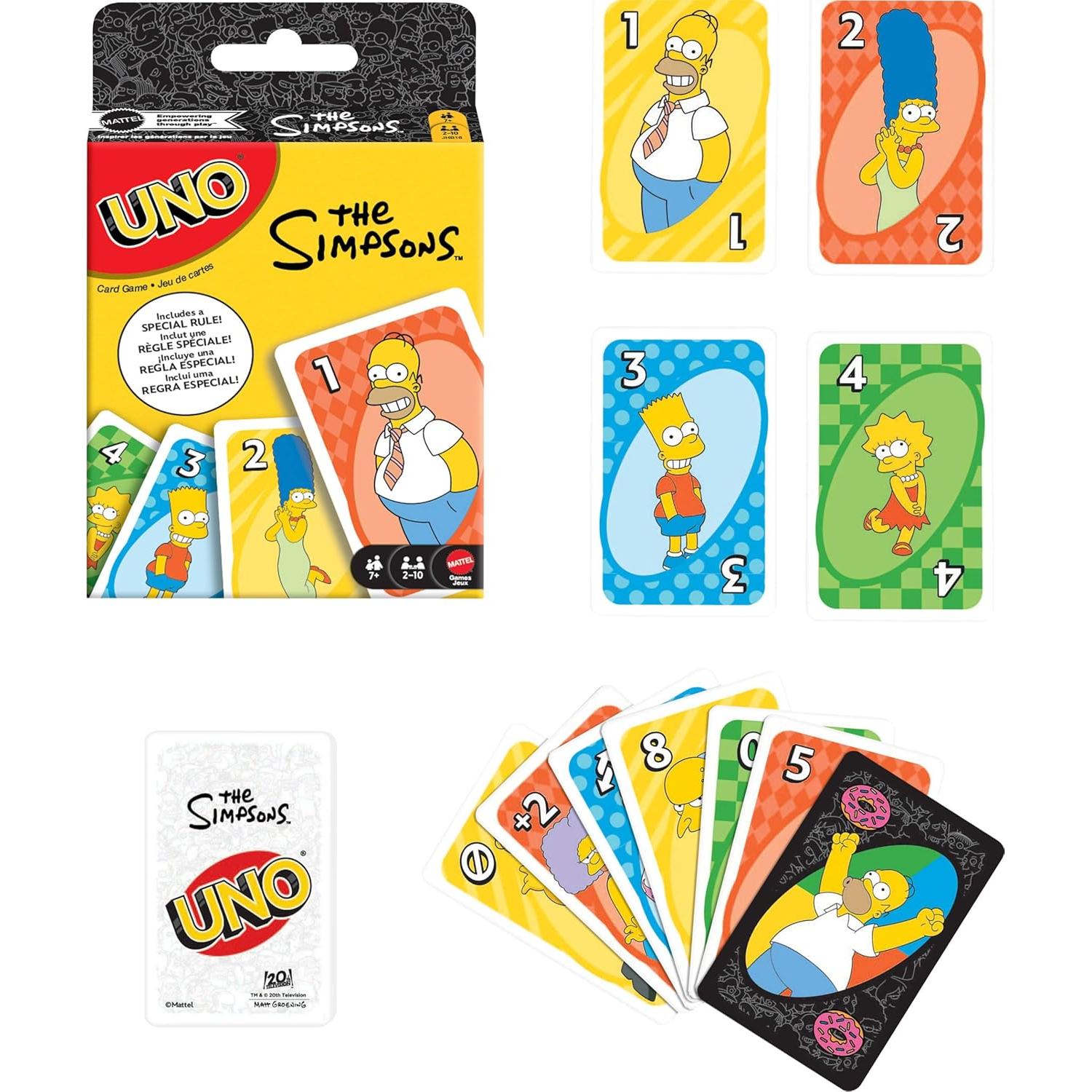 Juego de Cartas UNO Los Simpsons Mattel 2-10 Jugadores