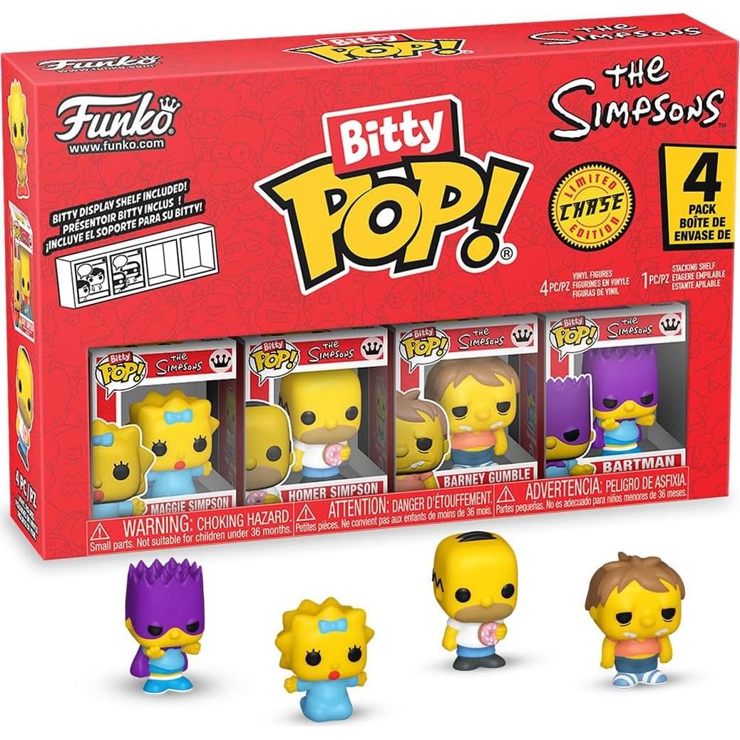 Funko Pop! Bitty Colección Simpsons - Maggie, Homer, Barney y Sorpresa