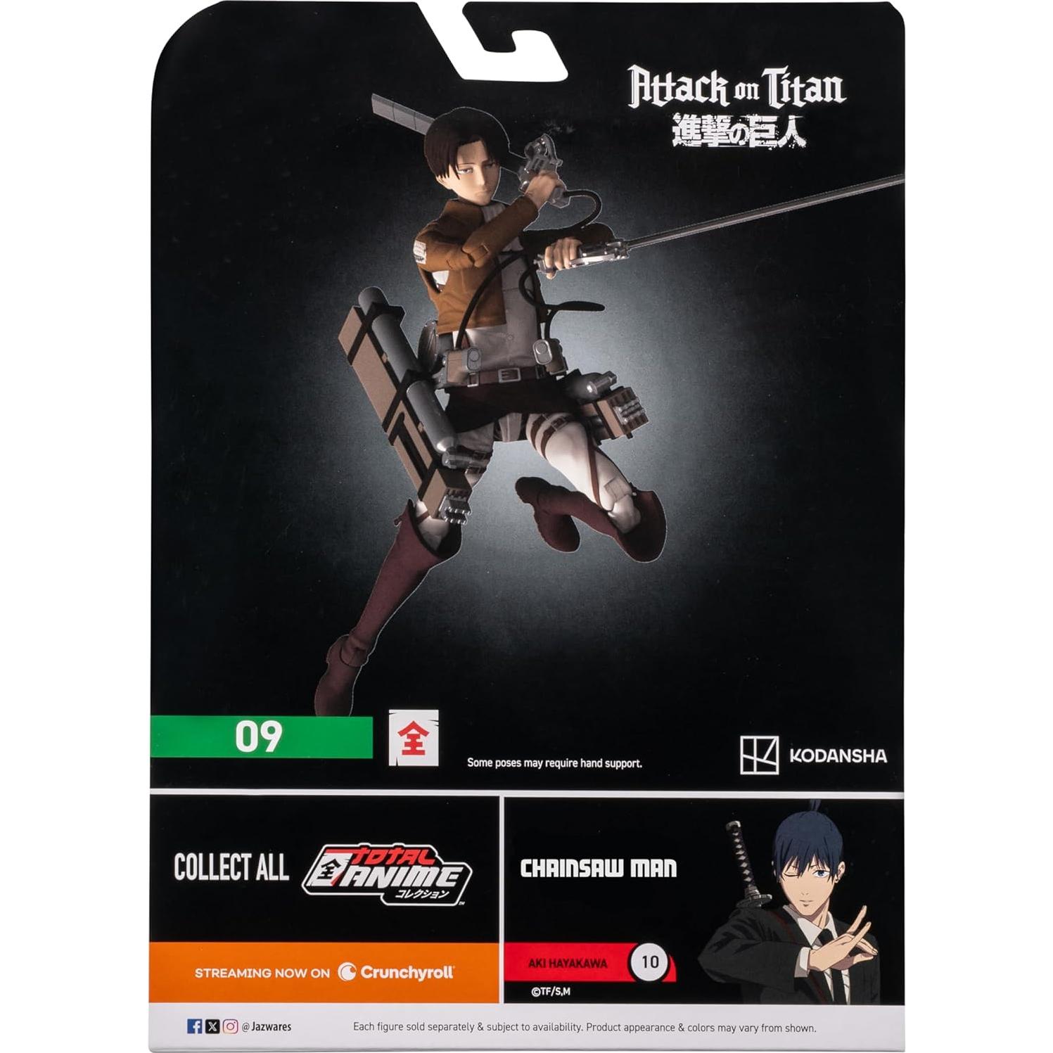 Figura de acción Total Anime Levi - 16.51 cm, Ataque de los Titanes