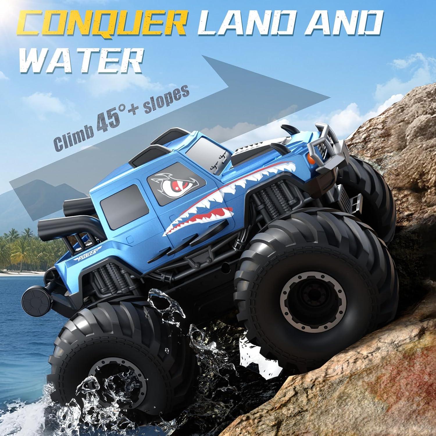 Camión RC NQD 4x4 Anfibio Azul a Prueba de Agua 360°