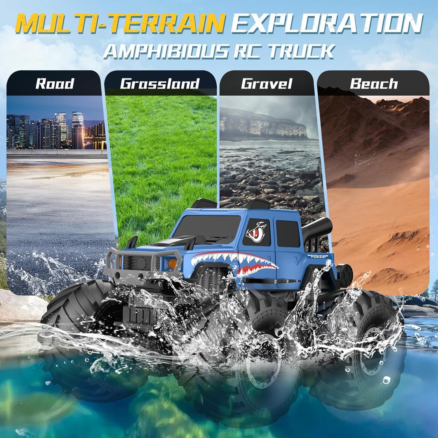 Camión RC NQD 4x4 Anfibio Azul a Prueba de Agua 360°