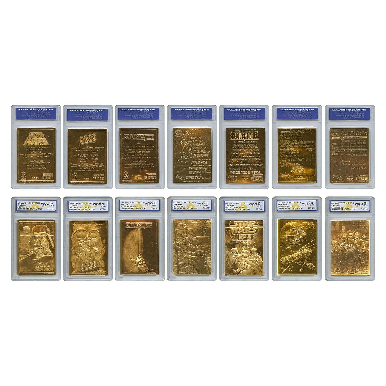 Tarjetas de Oro Star Wars 1996 Conjunto Completo 7 GEM-Mint 10