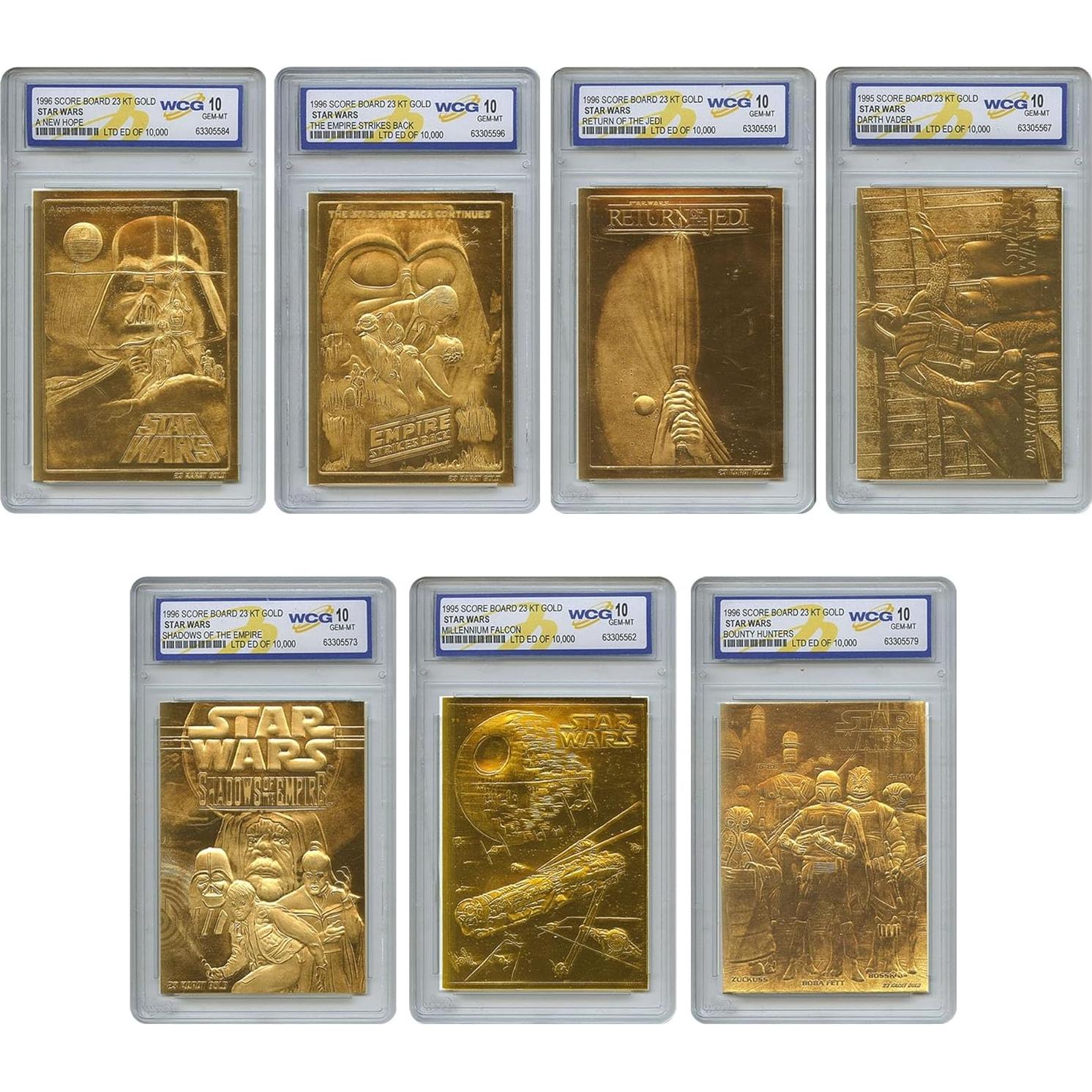 Tarjetas de Oro Star Wars 1996 Conjunto Completo 7 GEM-Mint 10