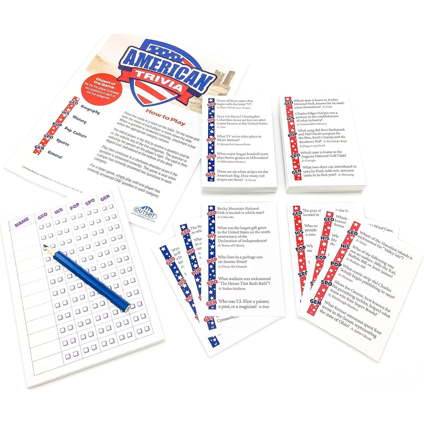 Juego de Trivia Americana Outset Media - 1000 Preguntas 5 Categorías