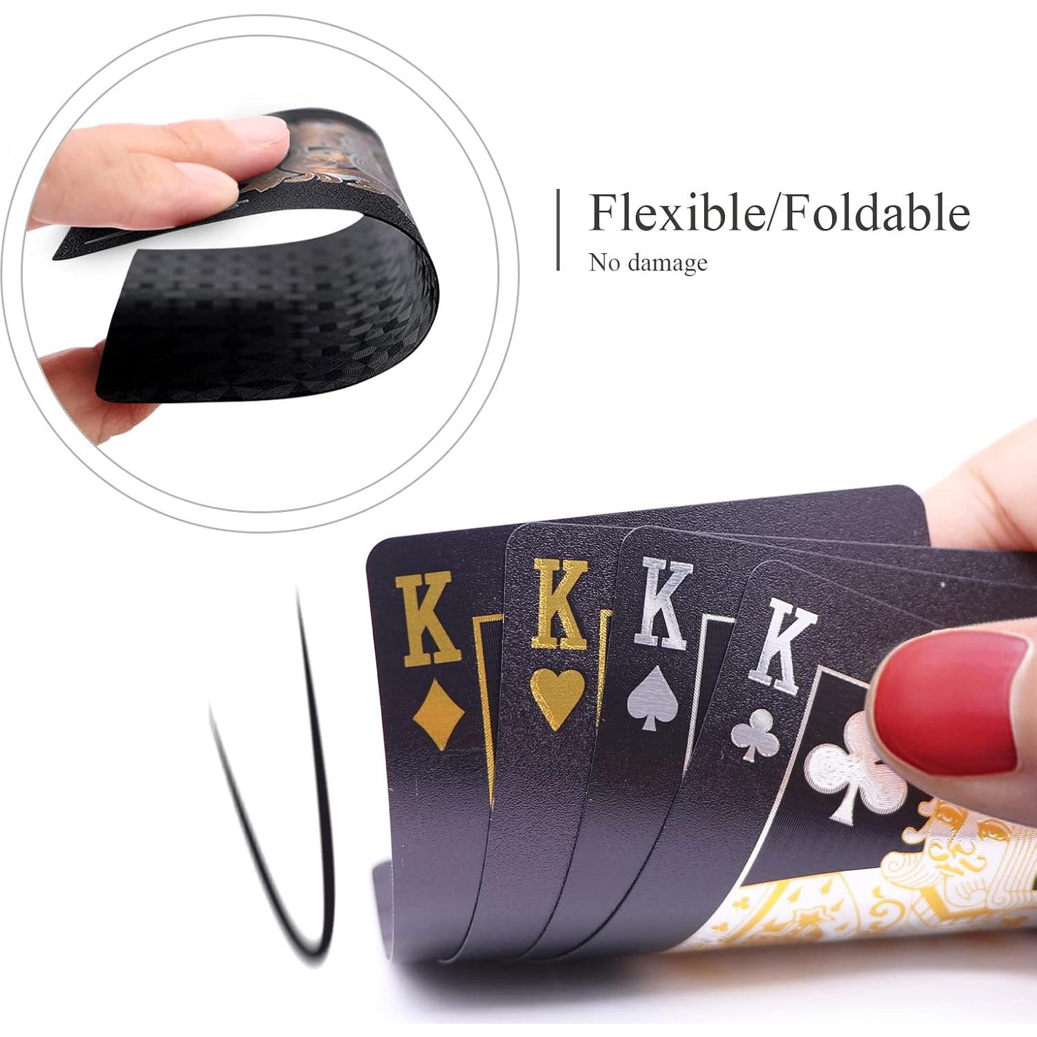 Barajas Impermeables ACELION de Plástico - Juego de Cartas Negro