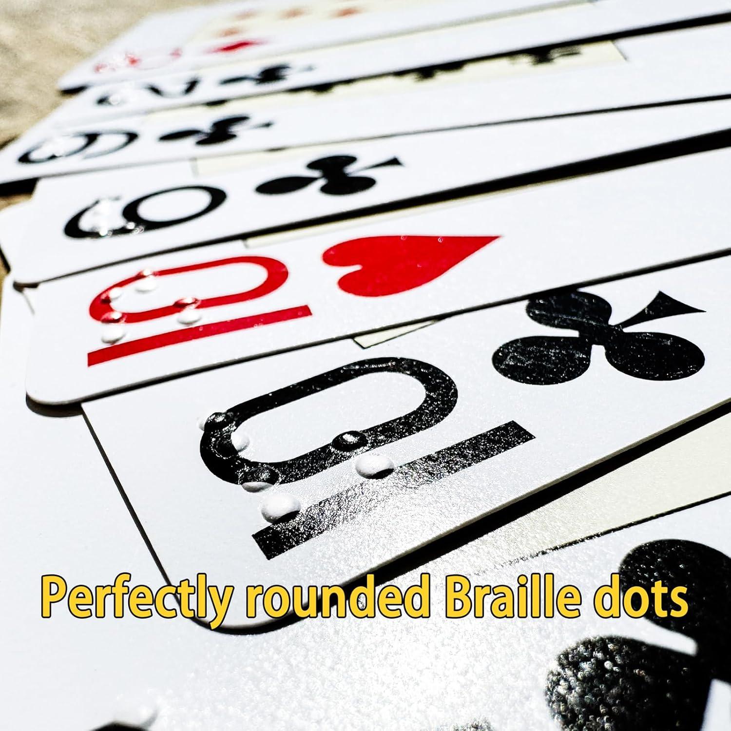 Cartas de Juego Braille Jakilee para Ciegos - Plástico Duradero