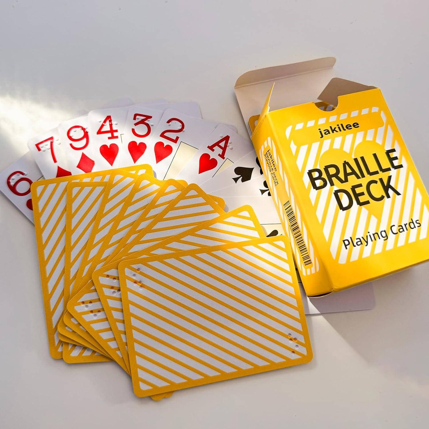 Cartas de Juego Braille Jakilee para Ciegos - Plástico Duradero