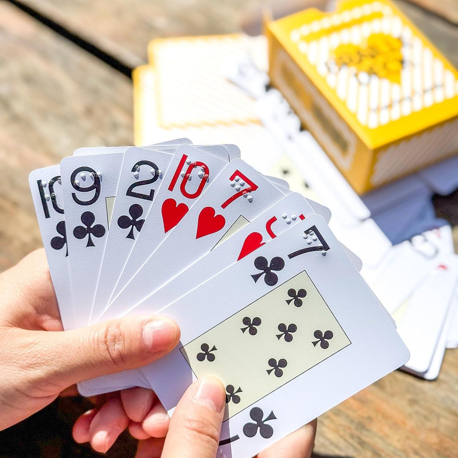 Cartas de Juego Braille Jakilee para Ciegos - Plástico Duradero