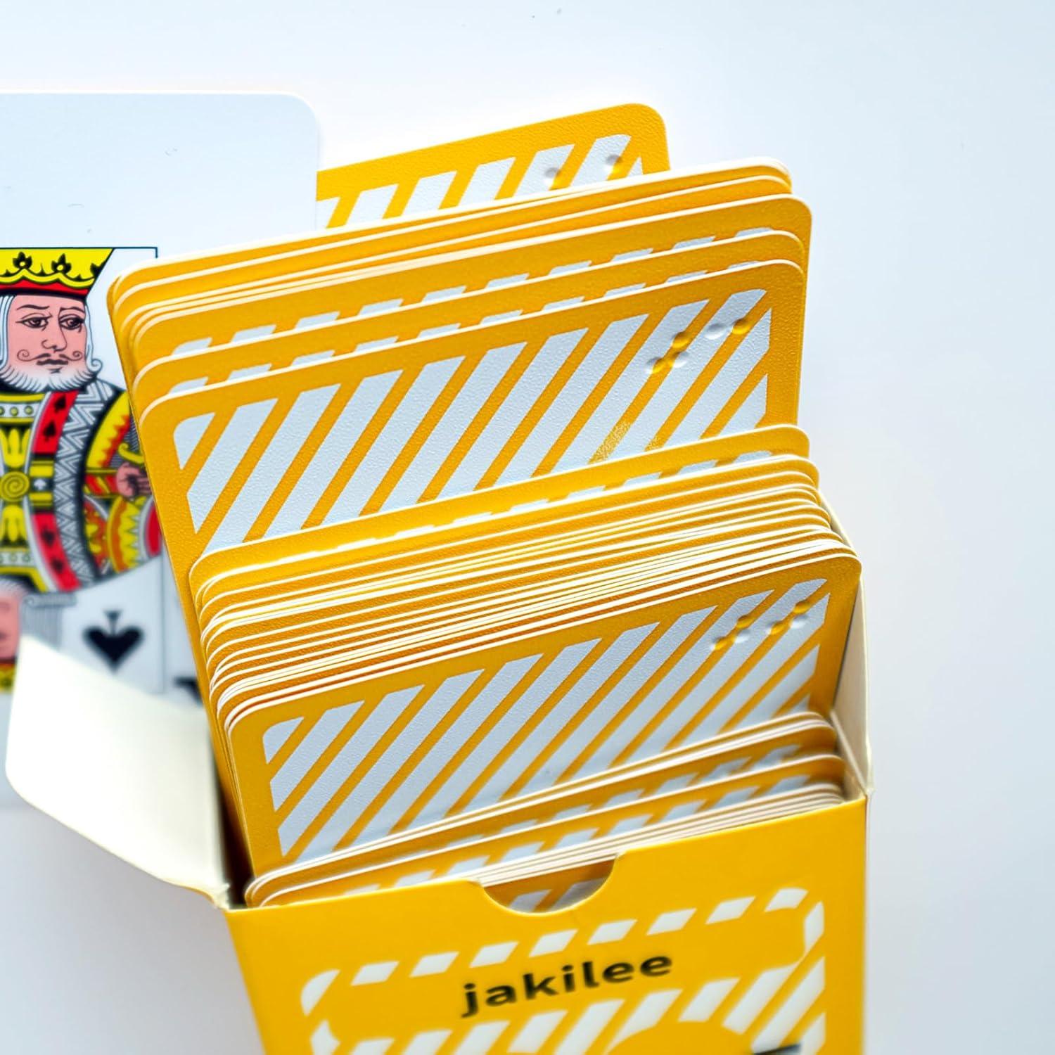Cartas de Juego Braille Jakilee para Ciegos - Plástico Duradero