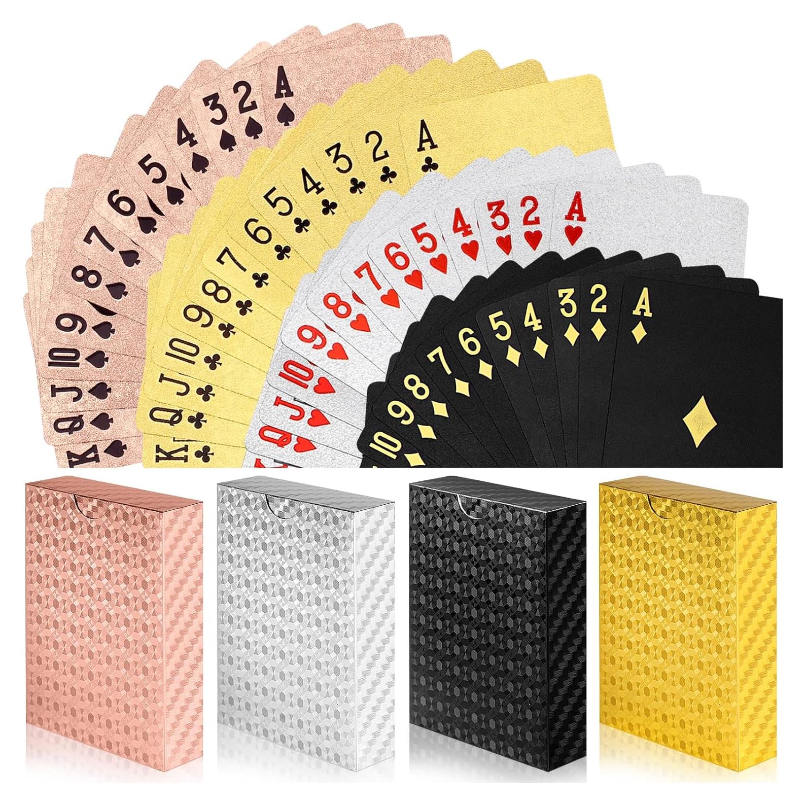 4 Barajas de Cartas de Juego Impermeables Tkocisa 8.7x5.7cm