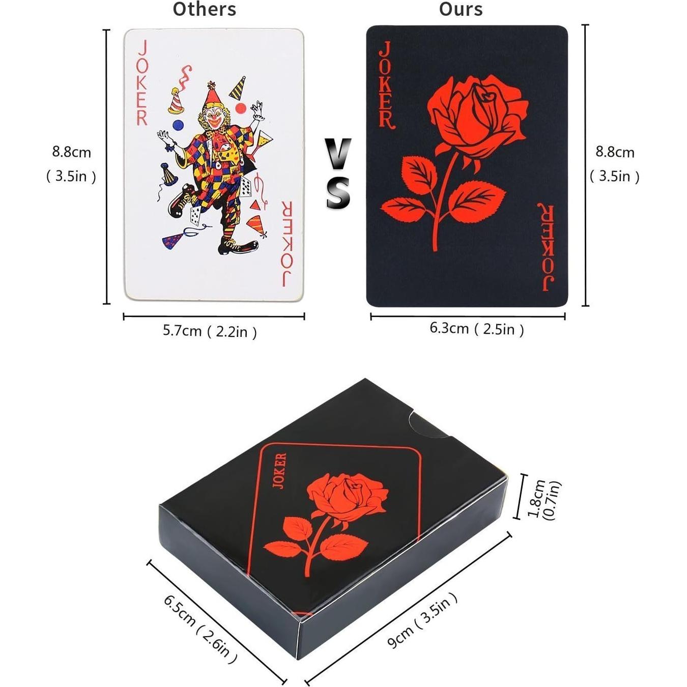 Cartas de Juego Impermeables Joyoldelf - Patrón Flores Negro PVC
