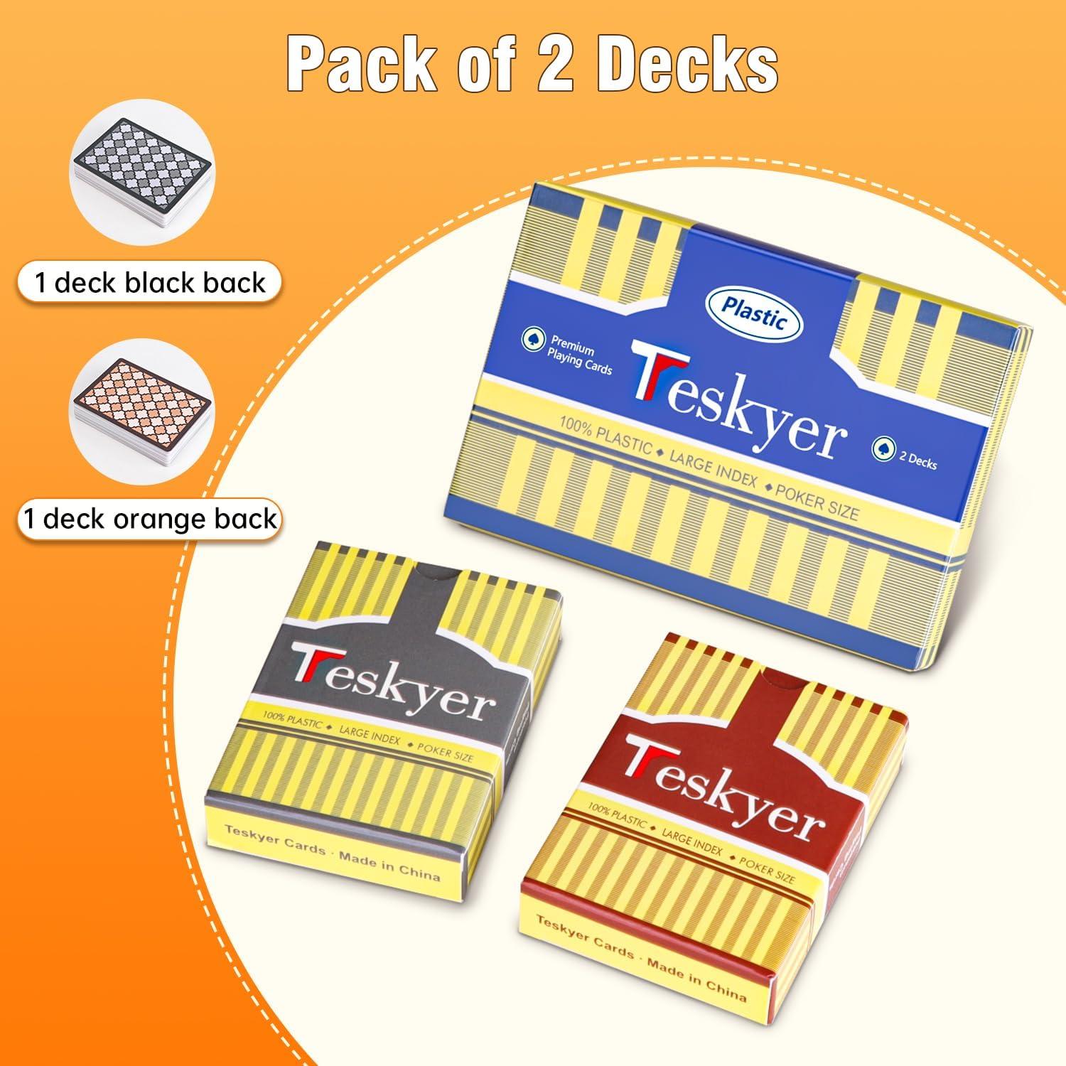 Barajas de Cartas de Juego Impermeables Teskyer - 2 Paquetes