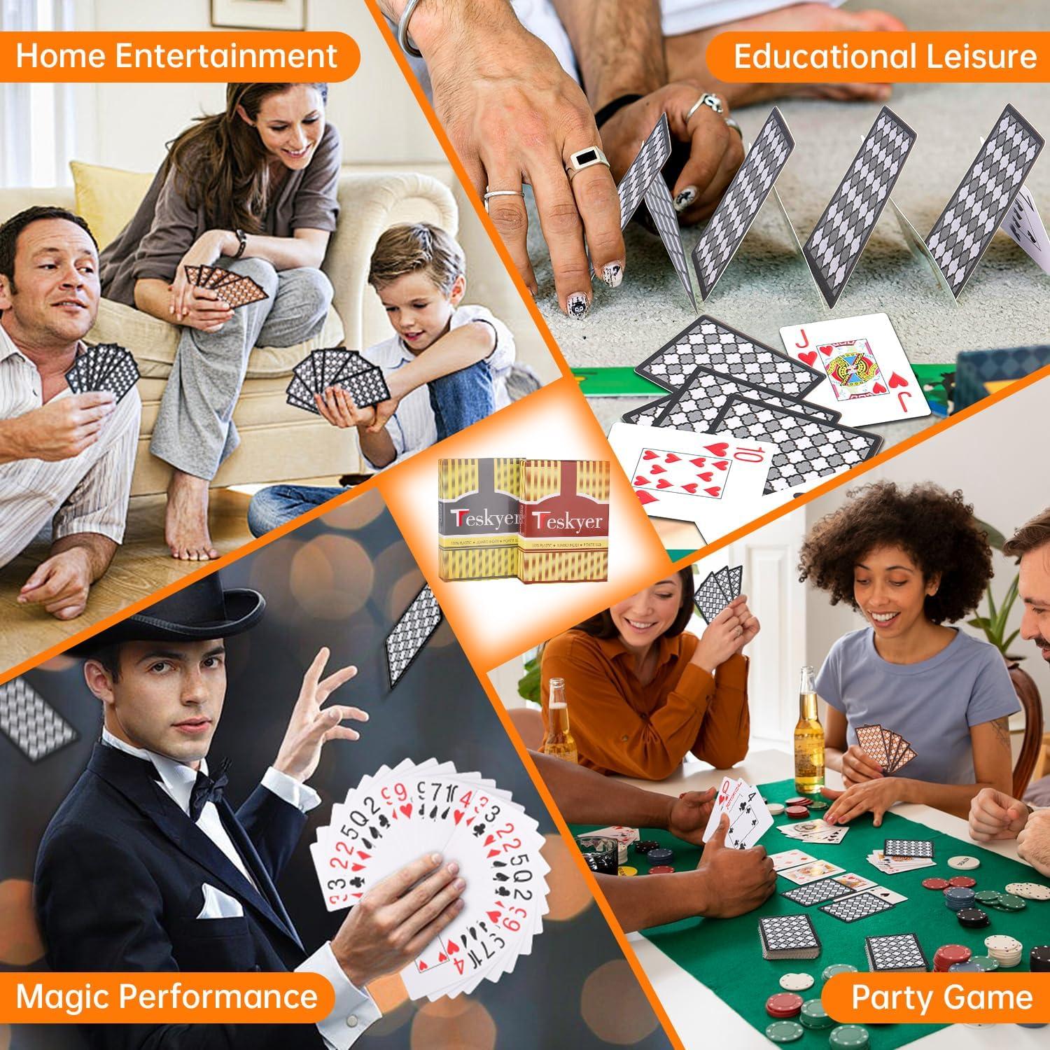 Barajas de Cartas de Juego Impermeables Teskyer - 2 Paquetes