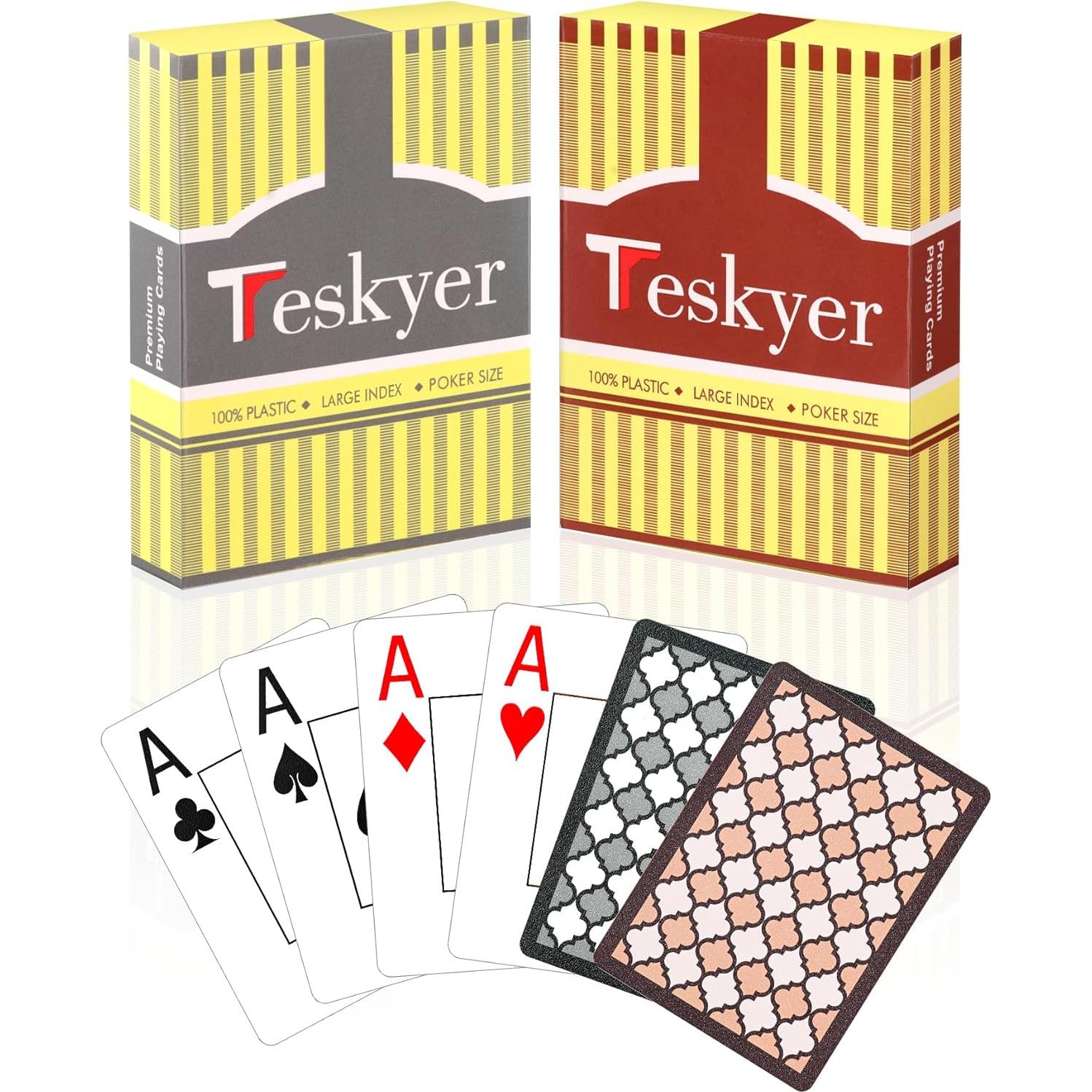 Barajas de Cartas de Juego Impermeables Teskyer - 2 Paquetes