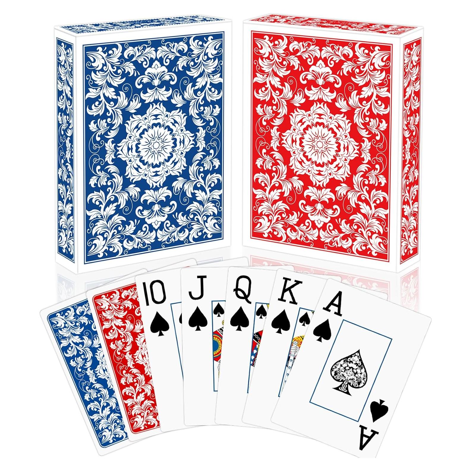 Juego de Cartas de Póker Metsyth - 2 Barajas Grandes Azul y Rojo