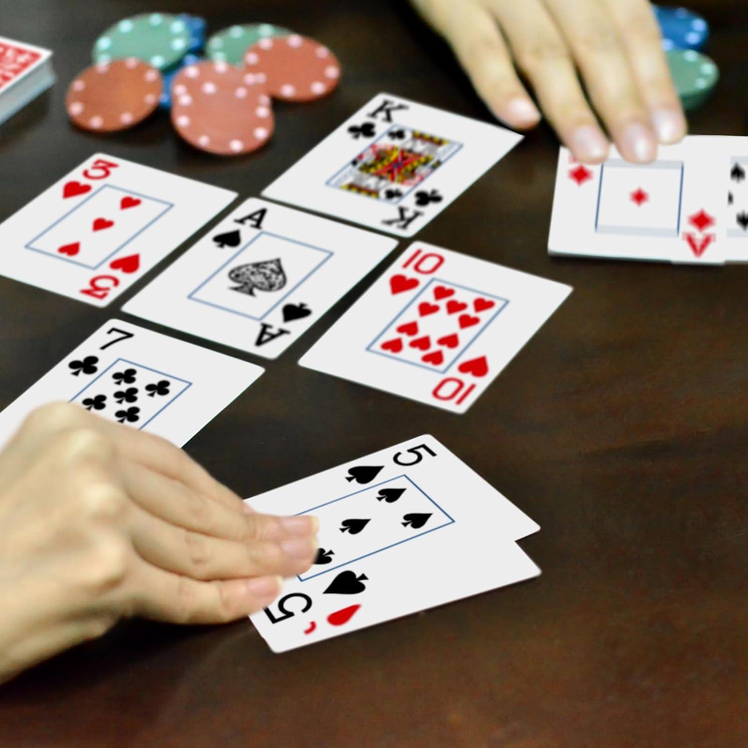 Juego de Cartas de Póker Metsyth - 2 Barajas Grandes Azul y Rojo