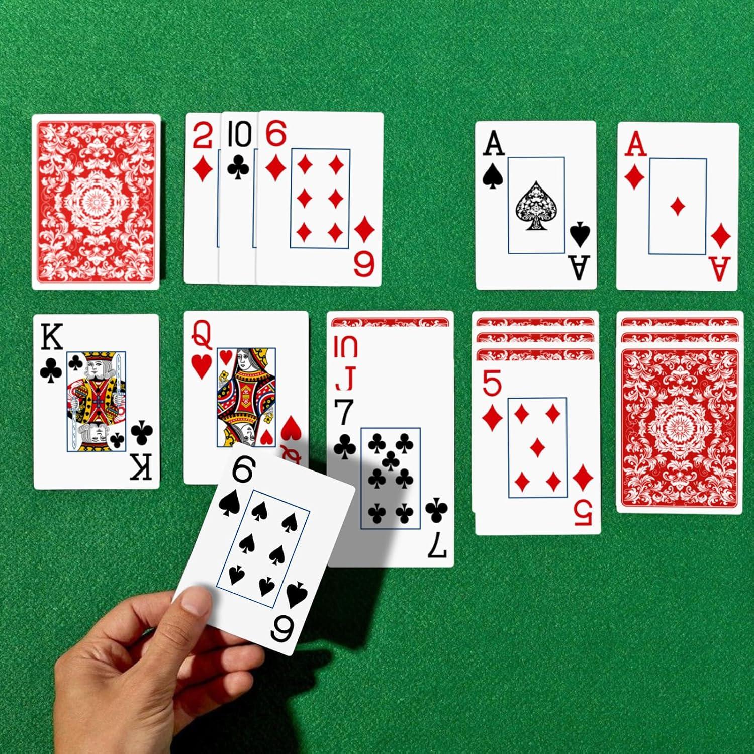 Juego de Cartas de Póker Metsyth - 2 Barajas Grandes Azul y Rojo