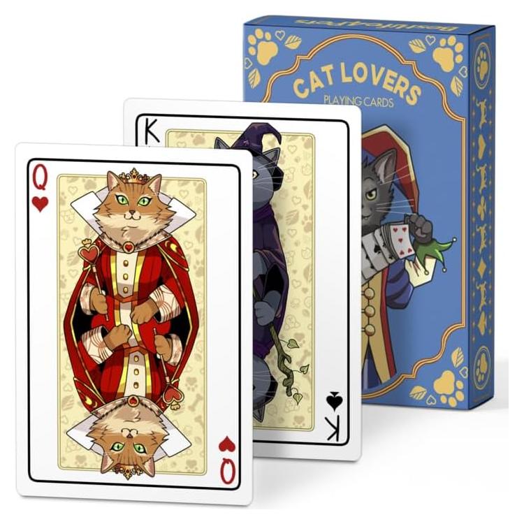 Baraja de Cartas Temática Gatos Medievales - 54 Cartas Impermeables