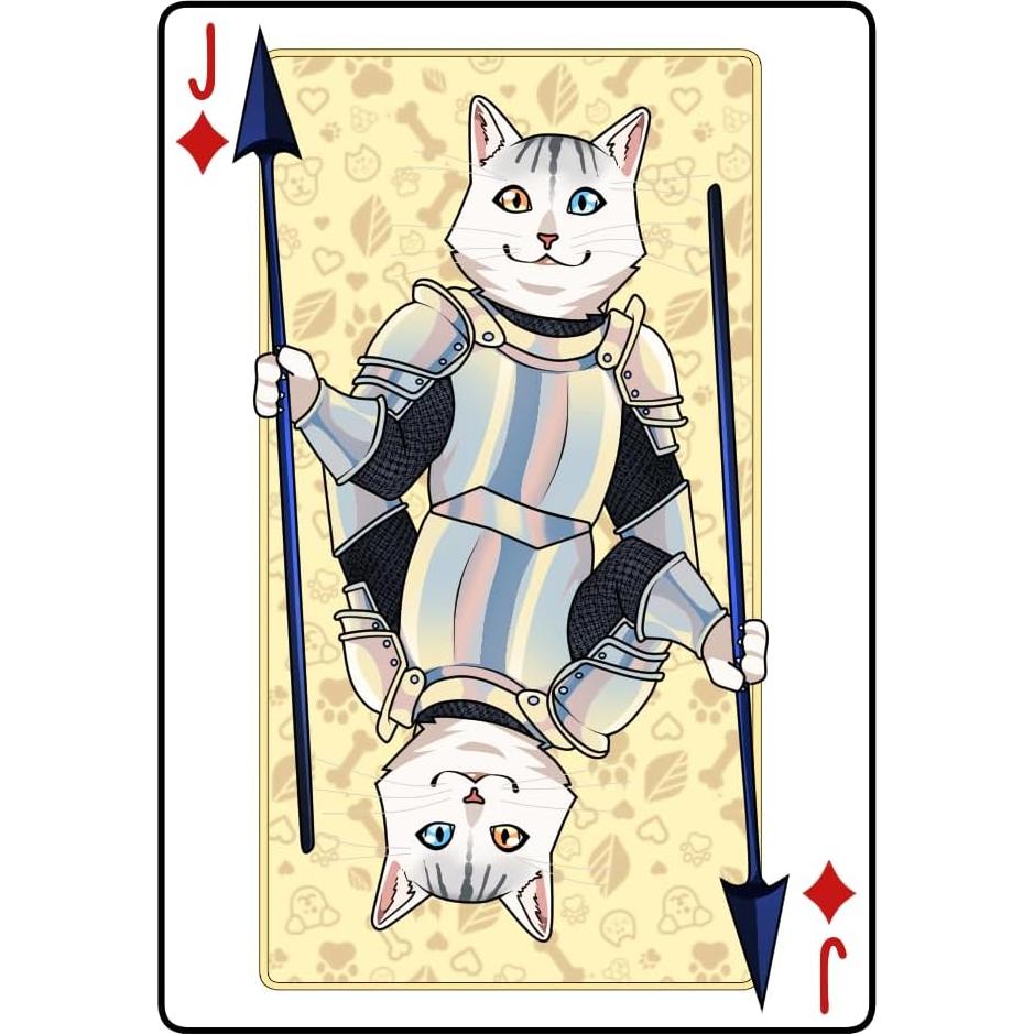 Baraja de Cartas Temática Gatos Medievales - 54 Cartas Impermeables