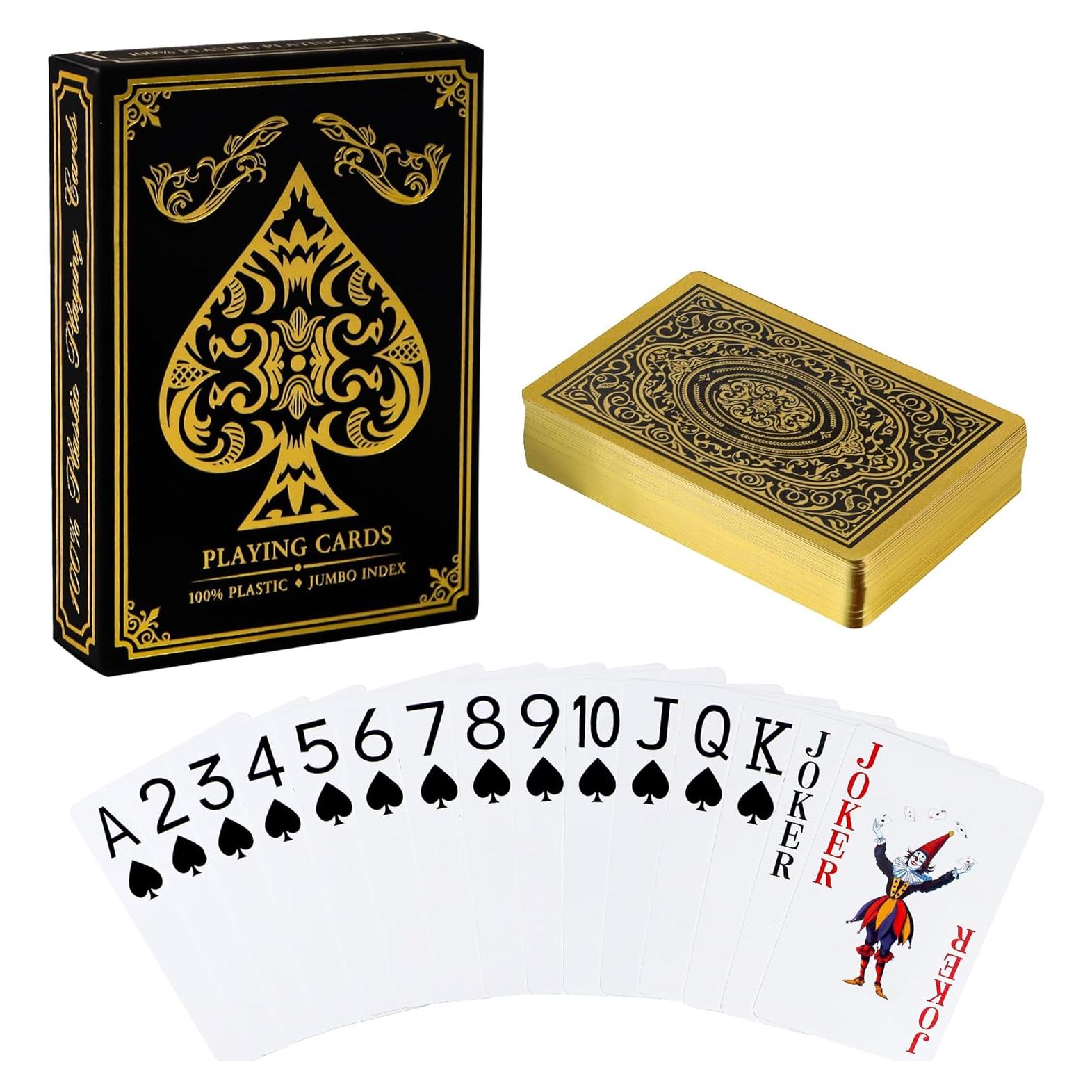 Baraja de Cartas de Plástico Impermeables Etyishe Oro 63x88mm