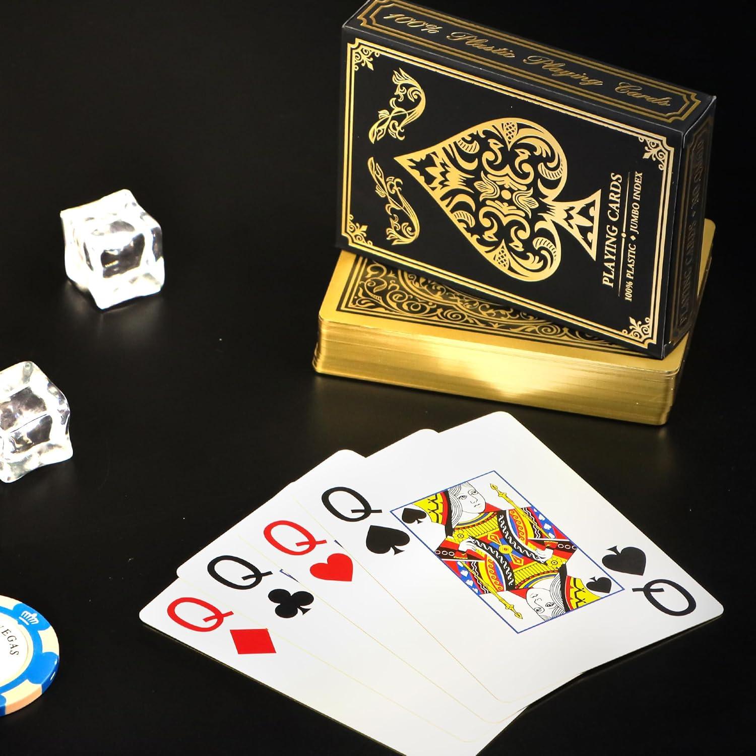 Baraja de Cartas de Plástico Impermeables Etyishe Oro 63x88mm