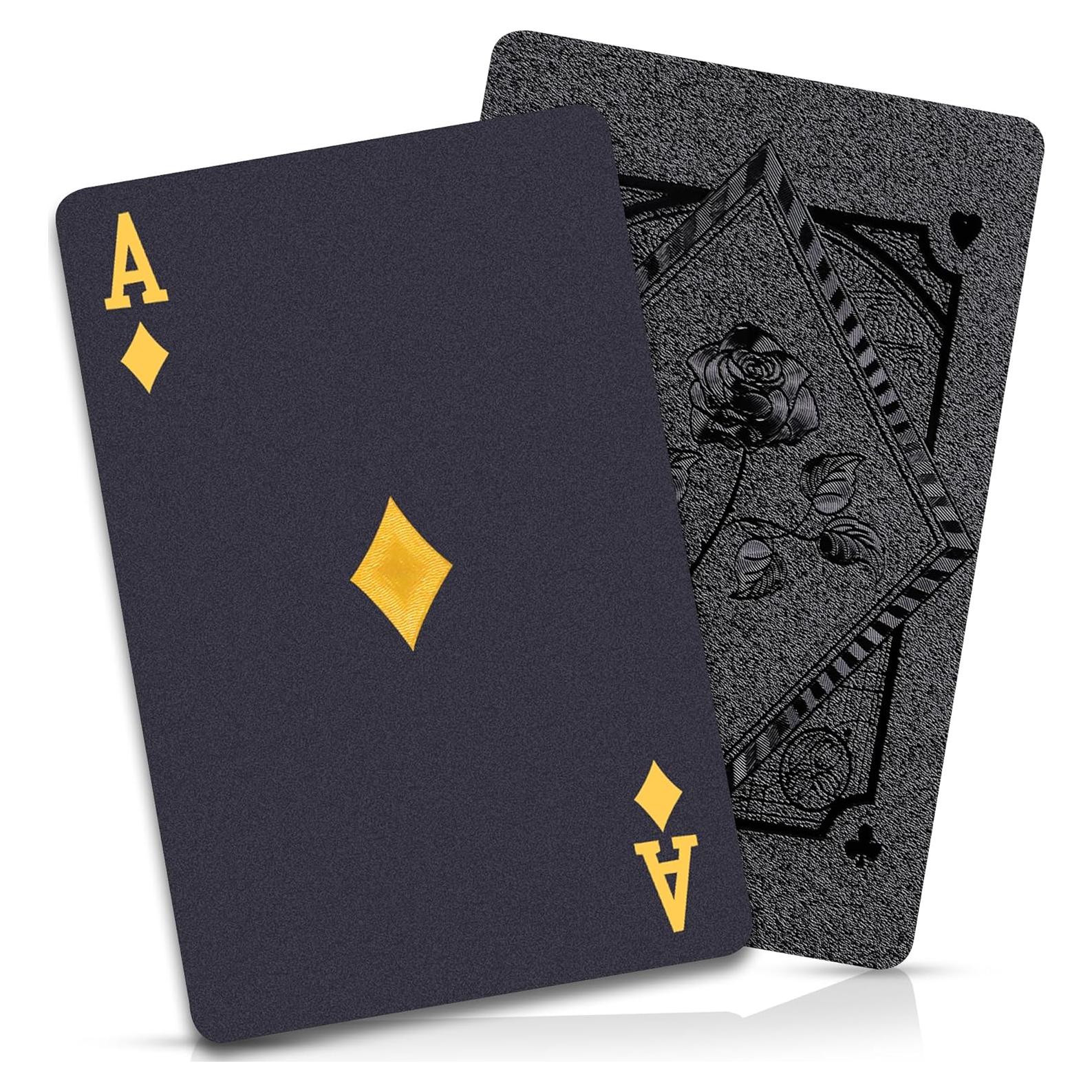 Barajas de Jugar Negras Etyishe - 2 Paquetes Impermeables