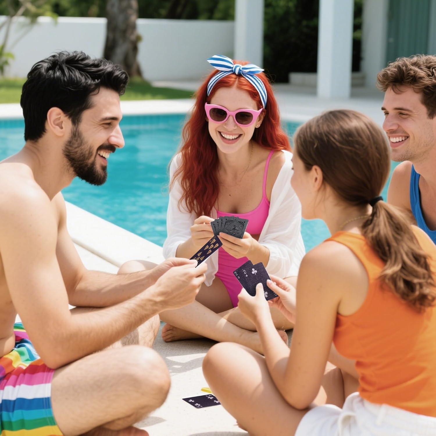 Barajas de Jugar Negras Etyishe - 2 Paquetes Impermeables