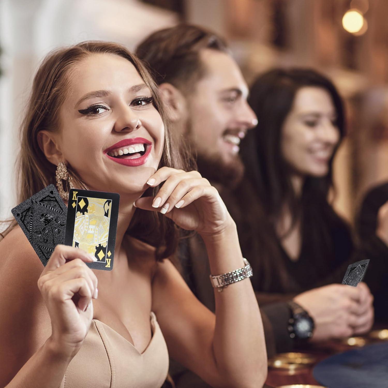 Barajas de Jugar Negras Etyishe - 2 Paquetes Impermeables